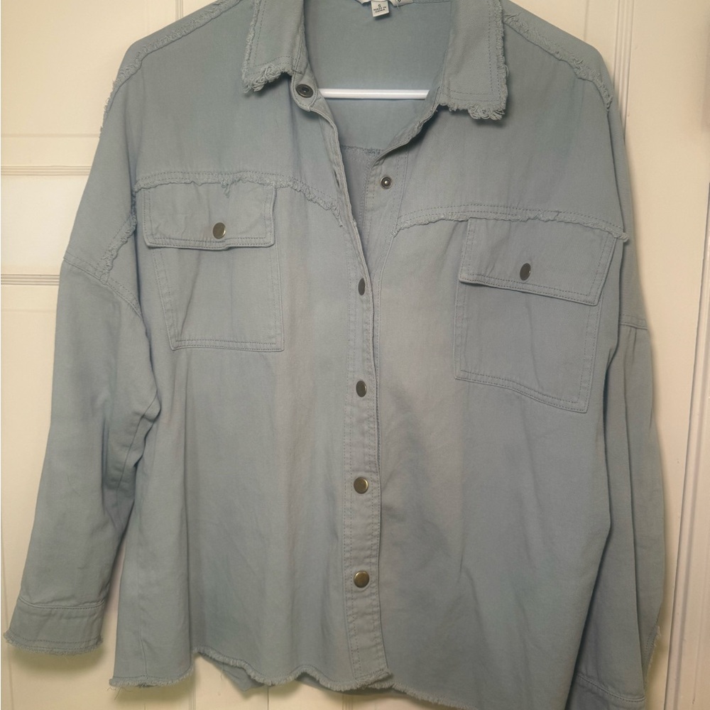 Davi & Dani Rock & Roll Snap Button Down Denim St… - image 3